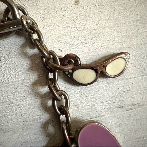 Silver tone enamel charm bracelet - Picture 7 of 12